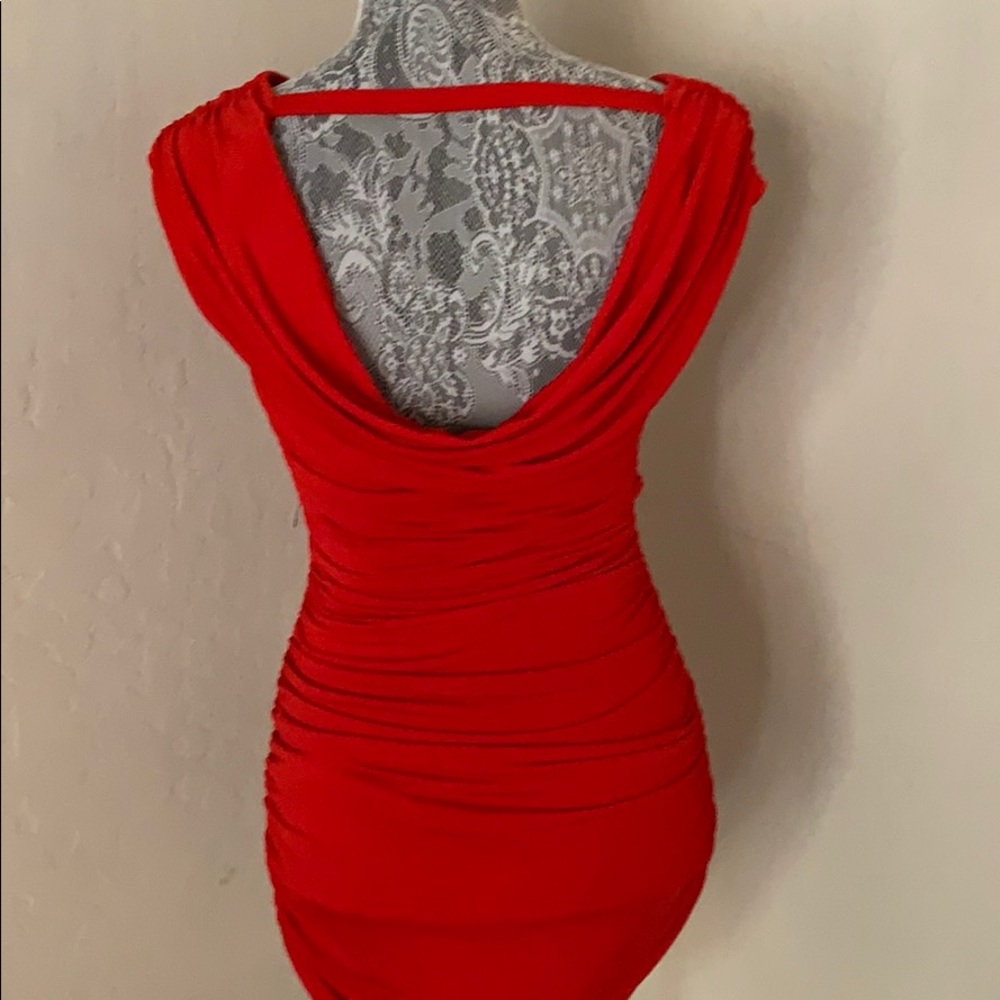 EXPRESS RUCHED RED COCKTAIL DRESS - Picture 7 of 9